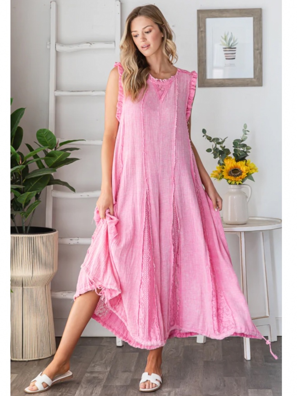 Oli & Hali Bubblegum Pink Sleeveless Maxi Jumpsuit Brand New!